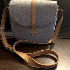 Hearth and Hand Magnolia grey felt crossbody bag with tan strap
